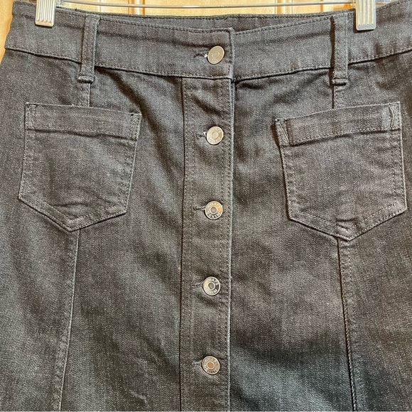 Chaps Button Front Charcoal Denim Skirt Midi Straight Women's Size 6 - Picture 3 of 8